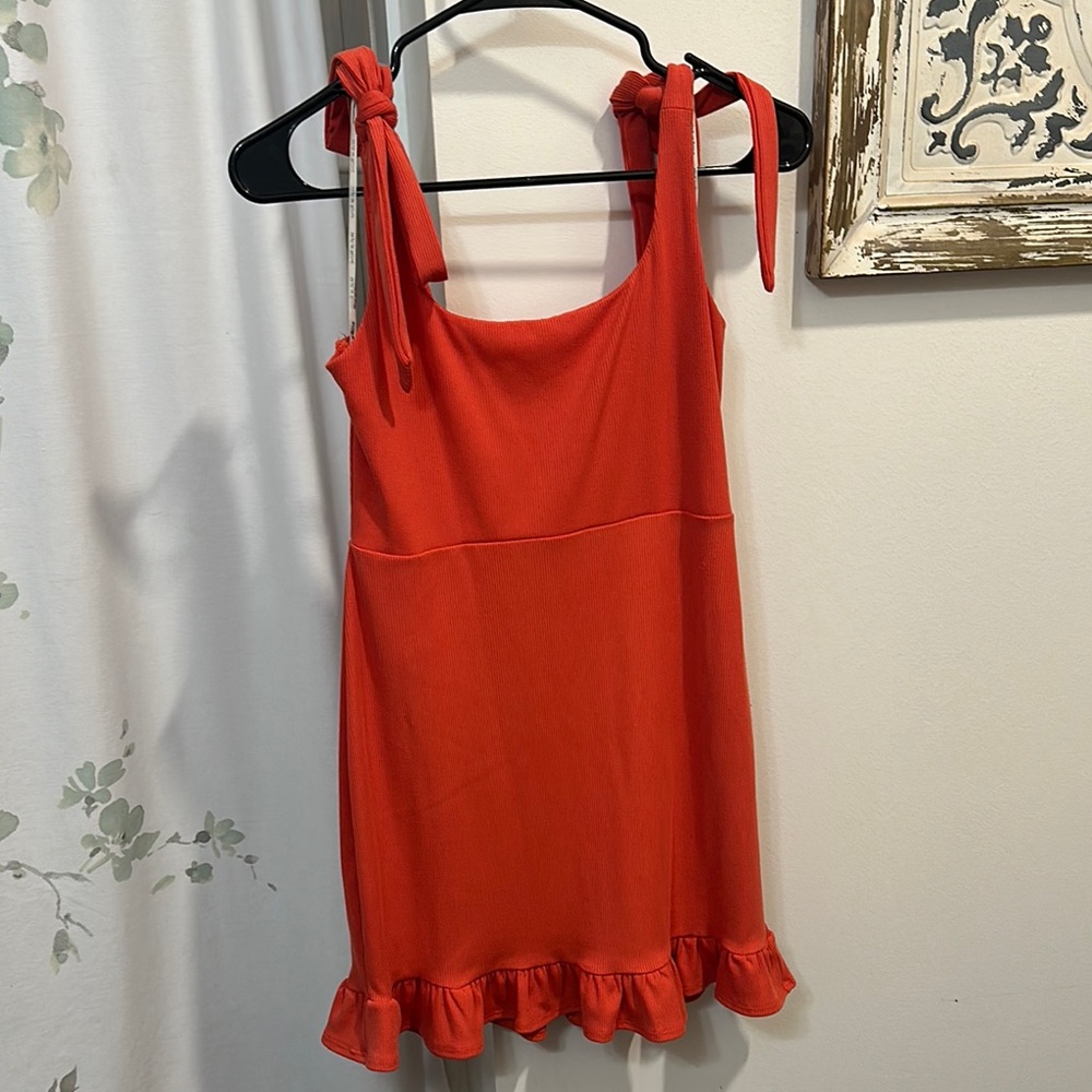 Red Sleeveless Mini Dress with Ruffle Hem